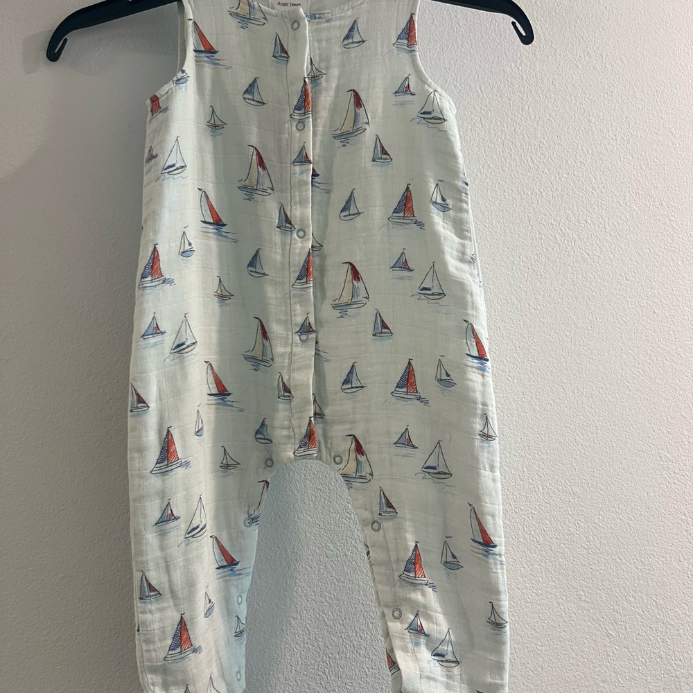 Angel Dear Sailboat Print Muslin Romper 12-18 months New w Tag Fourth of July